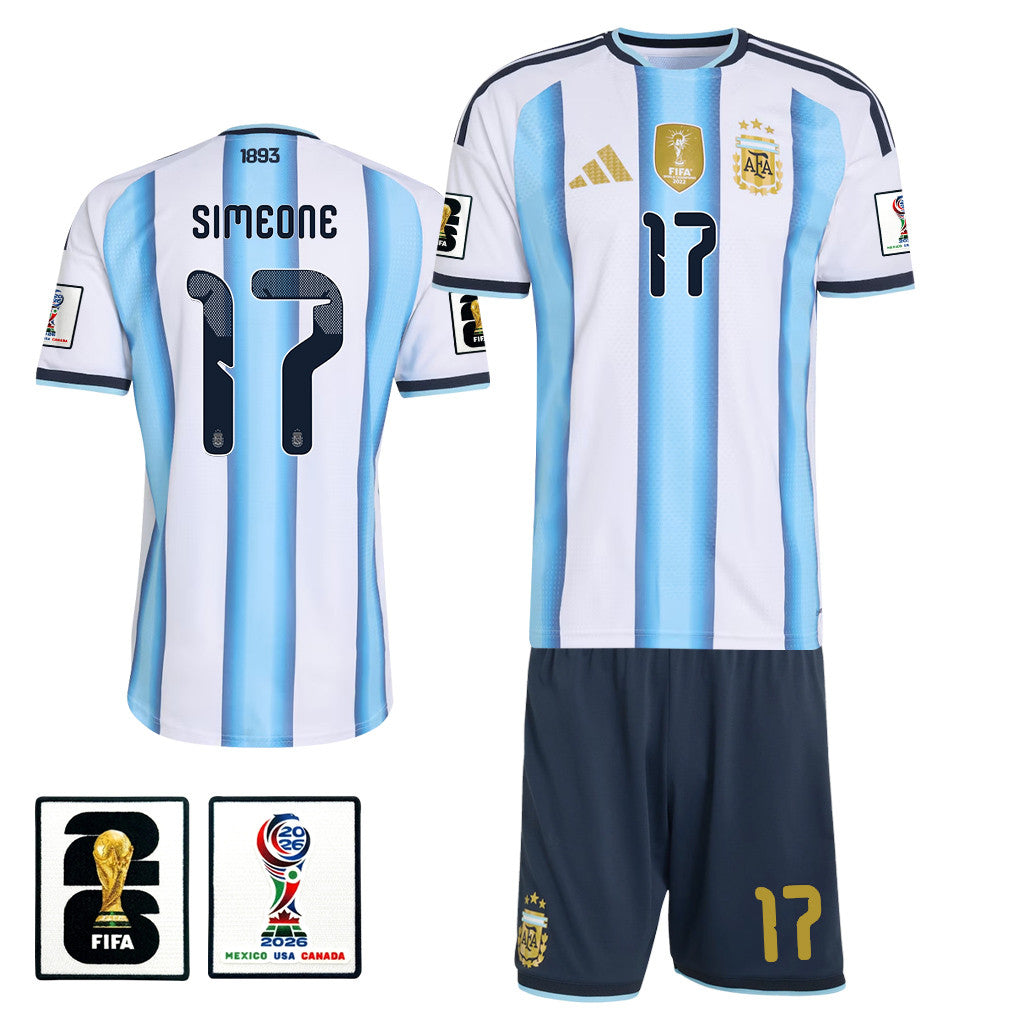 Giuliano Simeone 17 Argentina 2026 Home Men Jersey & Shorts Set – White