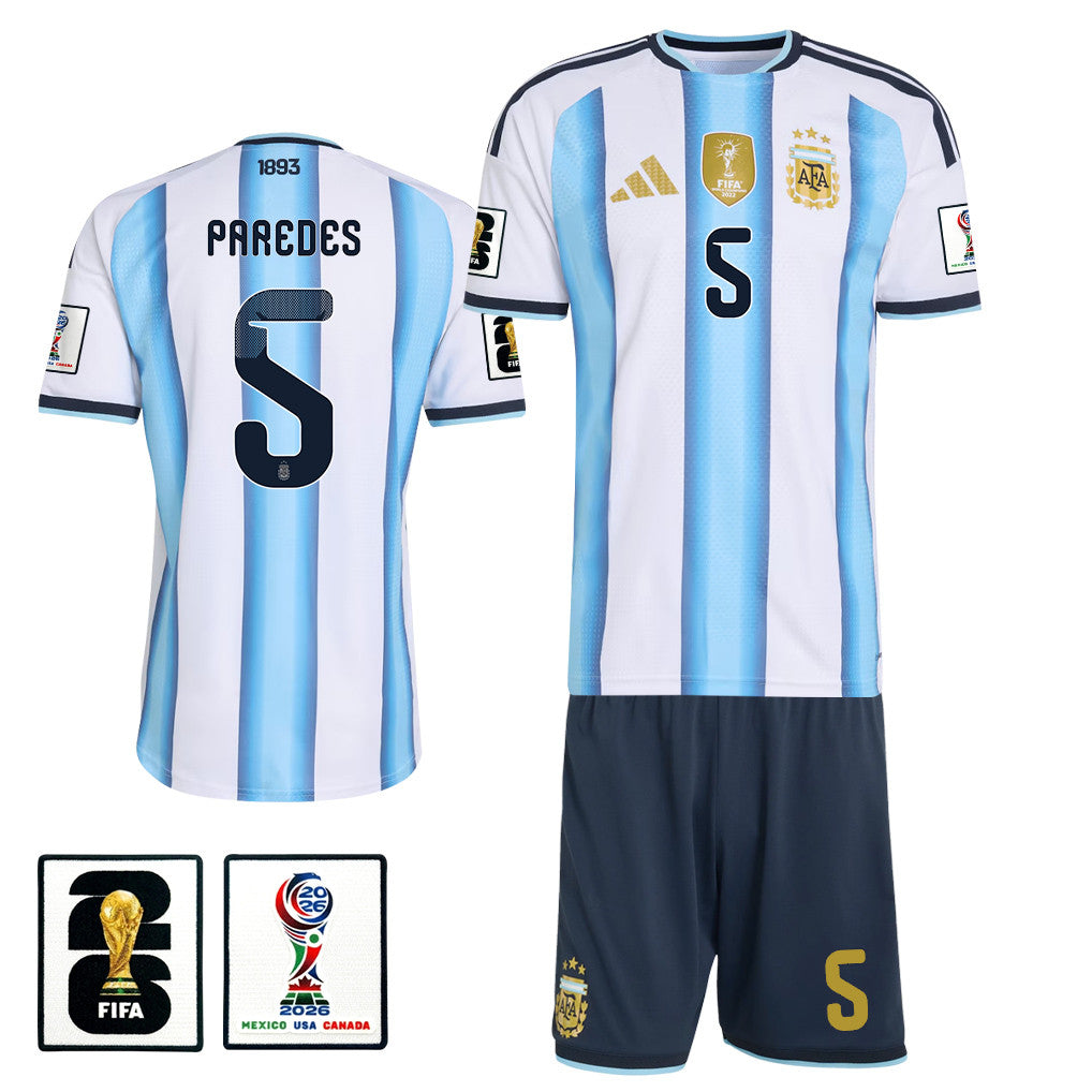 Leandro Paredes 5 Argentina 2026 Home Men Jersey & Shorts Set – White
