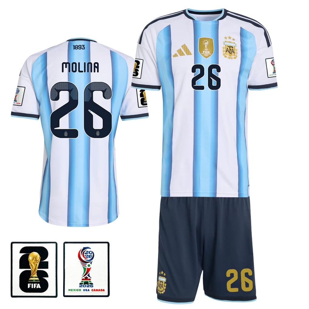 Nahuel Molina 26 Argentina 2026 Home Men Jersey & Shorts Set – White
