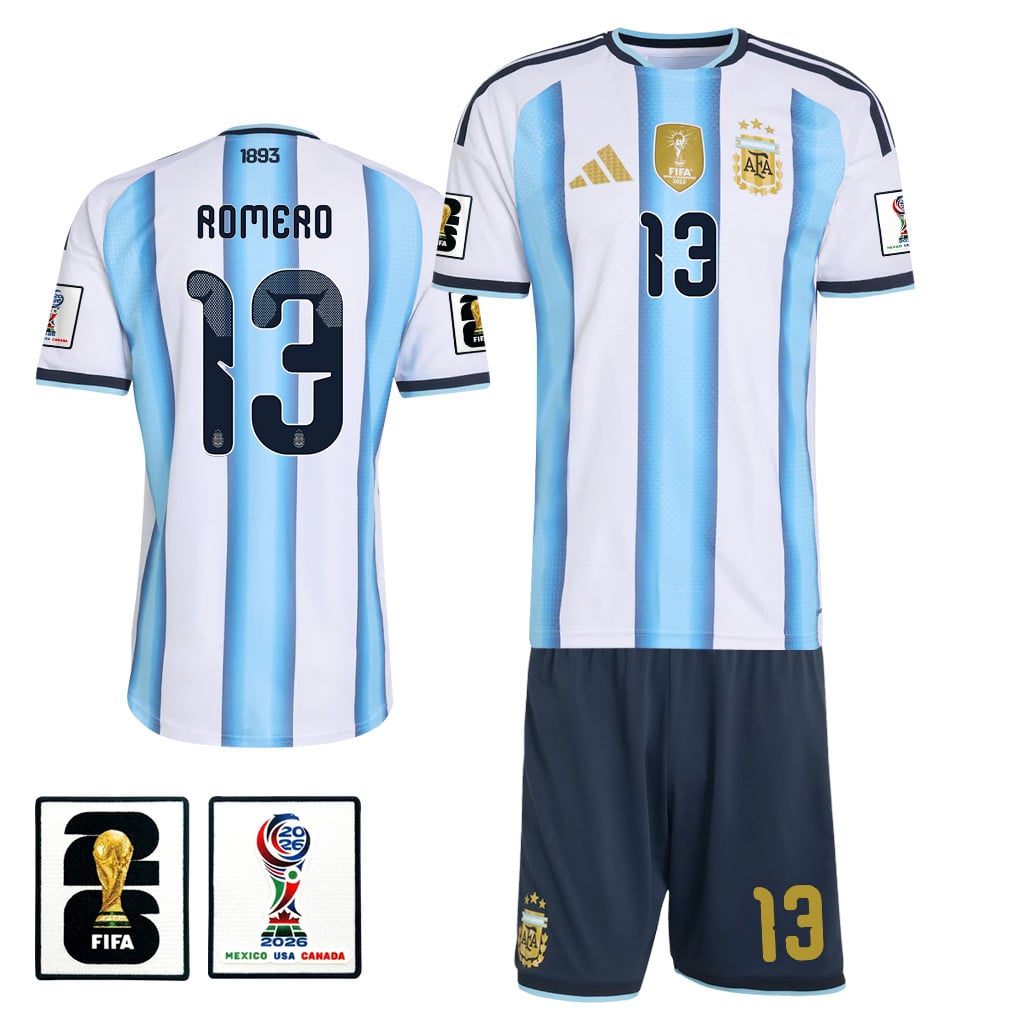 Cristian Romero 13 Argentina 2026 Home Men Jersey & Shorts Set – White