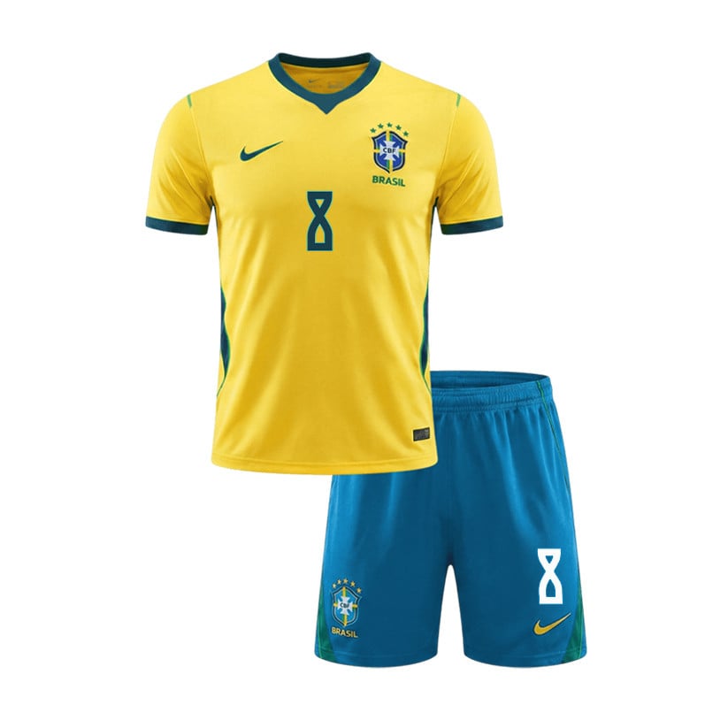 Kaká 8 Brazil 2026 YOUTH Home Jersey & Shorts Set - Yellow
