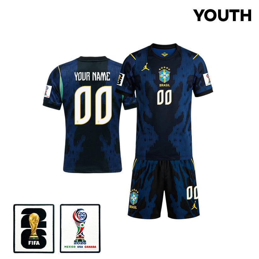 Brazil 2026 YOUTH Away Jersey & Shorts Set - Personalized - Blue