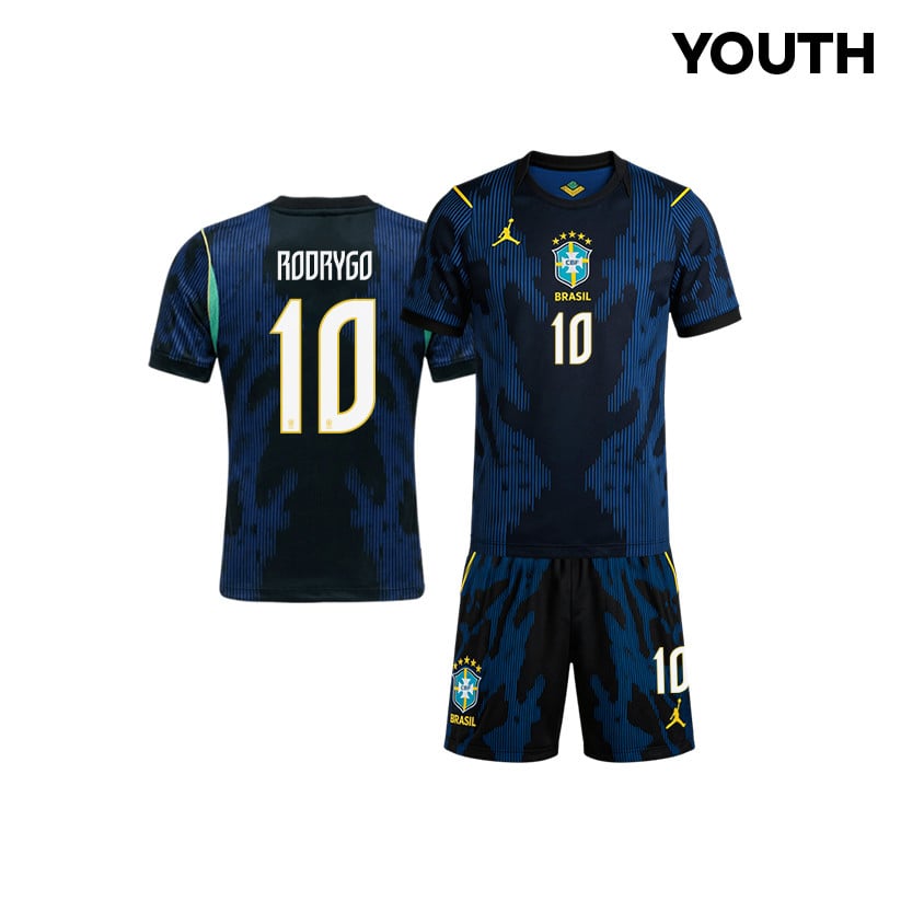 Rodrygo 10 Brazil 2026 YOUTH Away Jersey & Shorts Set - Blue