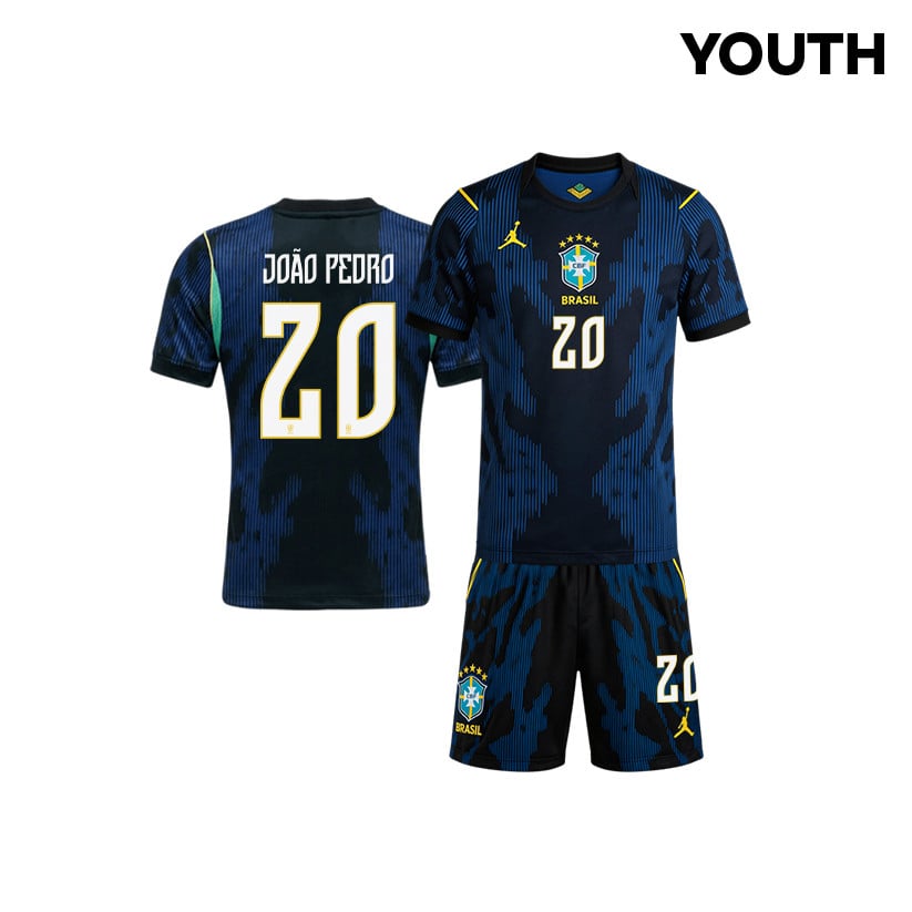 João Pedro 20 Brazil 2026 YOUTH Away Jersey & Shorts Set - Blue