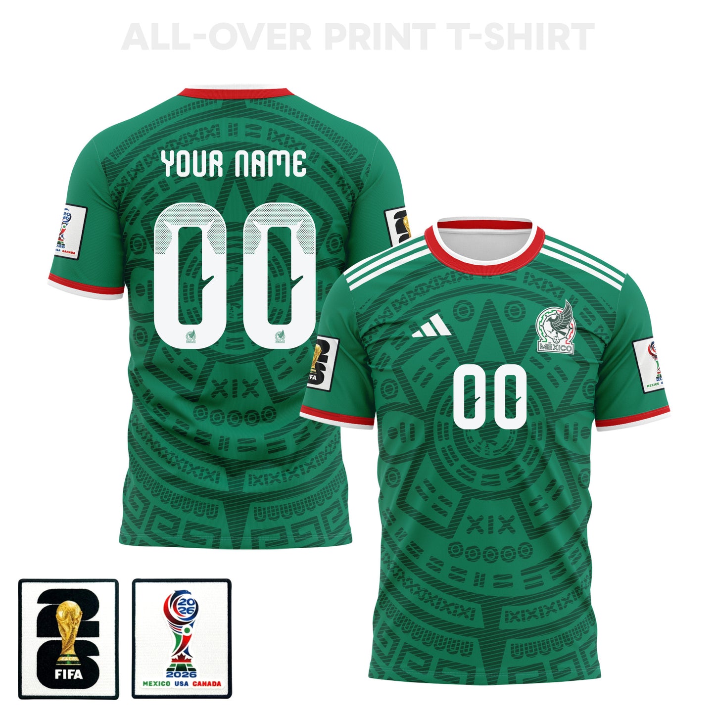 Mexico 2026 Home 3D T-Shirt Fully Printed – Personalized – Unisex, Green