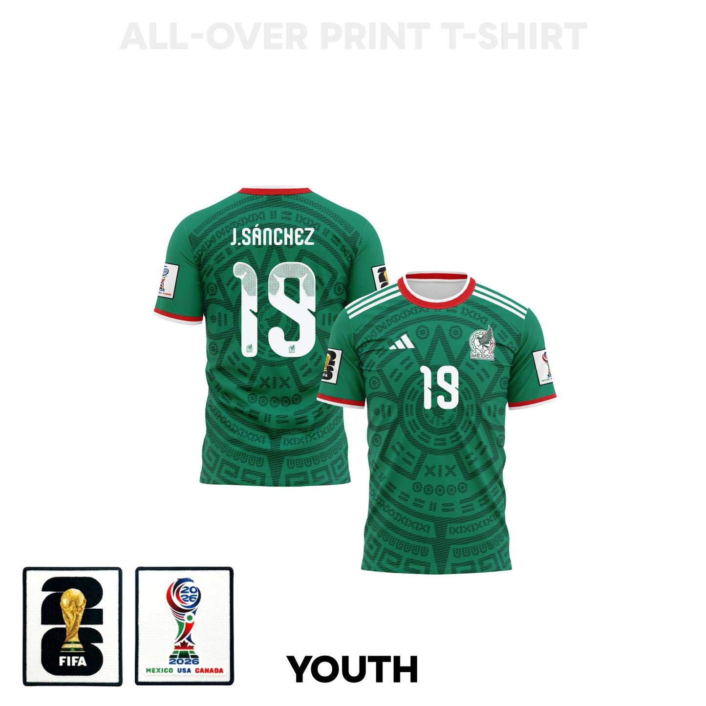 Jorge Sánchez 19 Youth Mexico 2026 Home 3D T-shirt Fully Printed – Green
