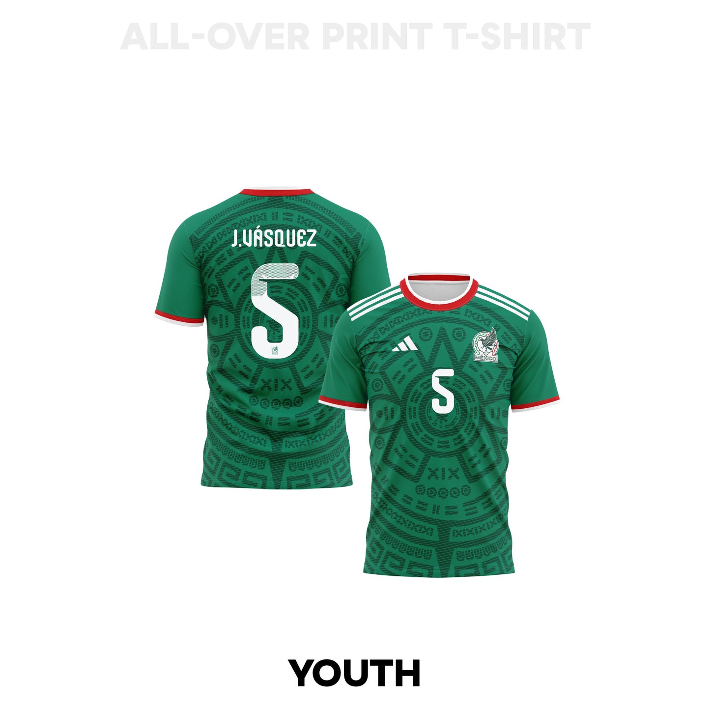 Johan Vásquez 5 Youth Mexico 2026 Home 3D T-shirt Fully Printed – Green