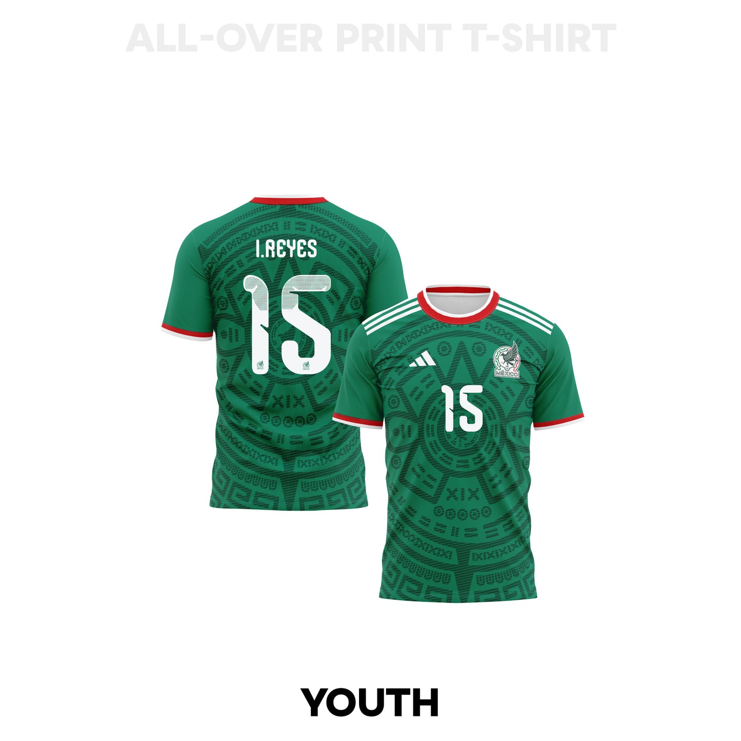 Israel Reyes 15 Youth Mexico 2026 Home 3D T-shirt Fully Printed – Green