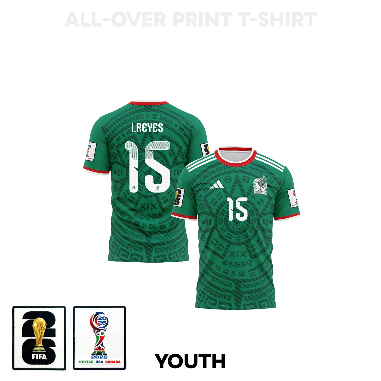 Israel Reyes 15 Youth Mexico 2026 Home 3D T-shirt Fully Printed – Green