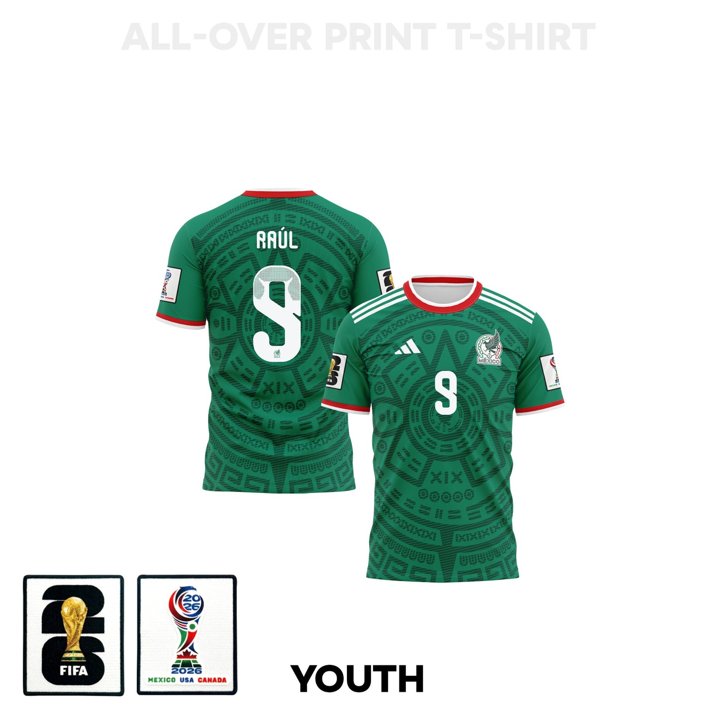 Raúl Jiménez 9 Youth Mexico 2026 Home 3D T-shirt Fully Printed – Green
