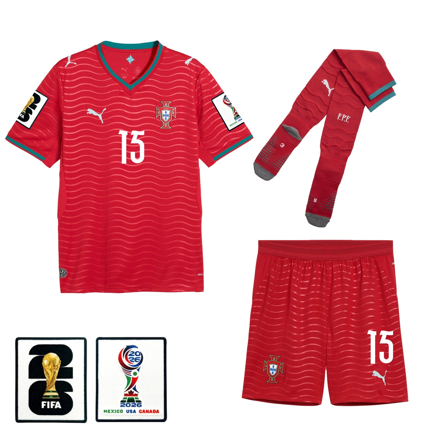 João Neves 15 Portugal 2026 Home Men Kit Set – Red