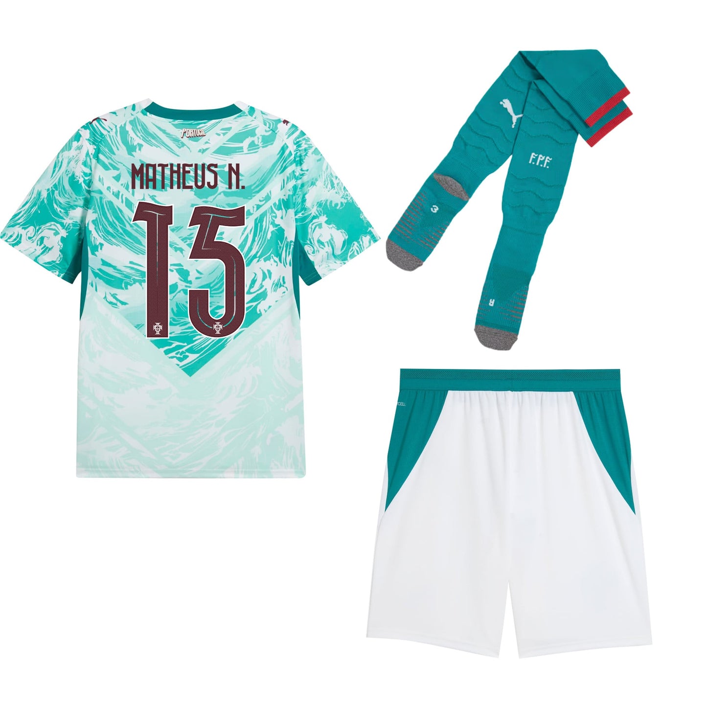 Matheus Nunes 15 Portugal 2026 Away Men Kit Set – White