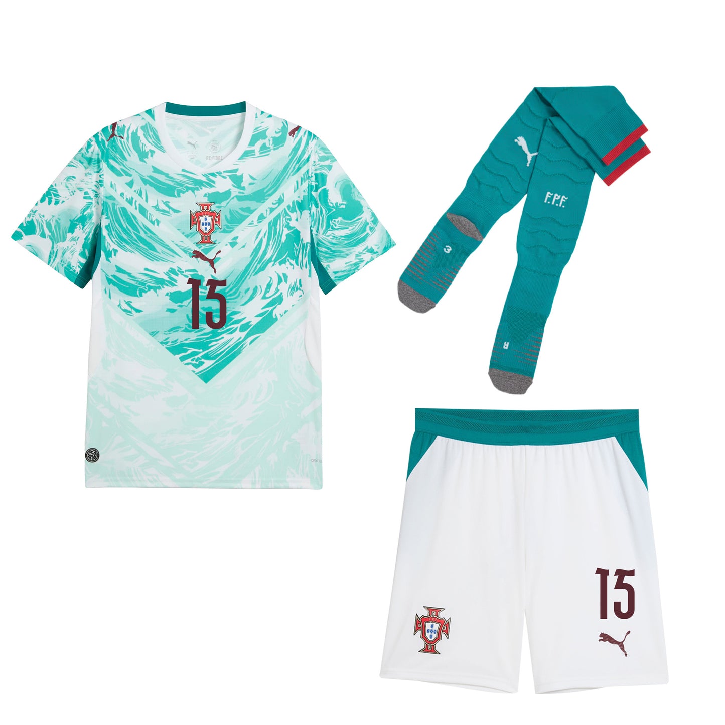 Matheus Nunes 15 Portugal 2026 Away Men Kit Set – White