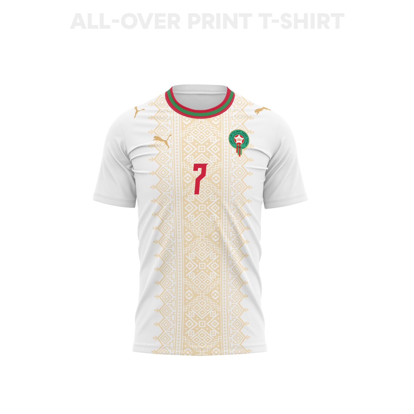 Chemsdine Talbi 7 Morocco 2026 Away 3D T-Shirt Fully Printed – Unisex, White