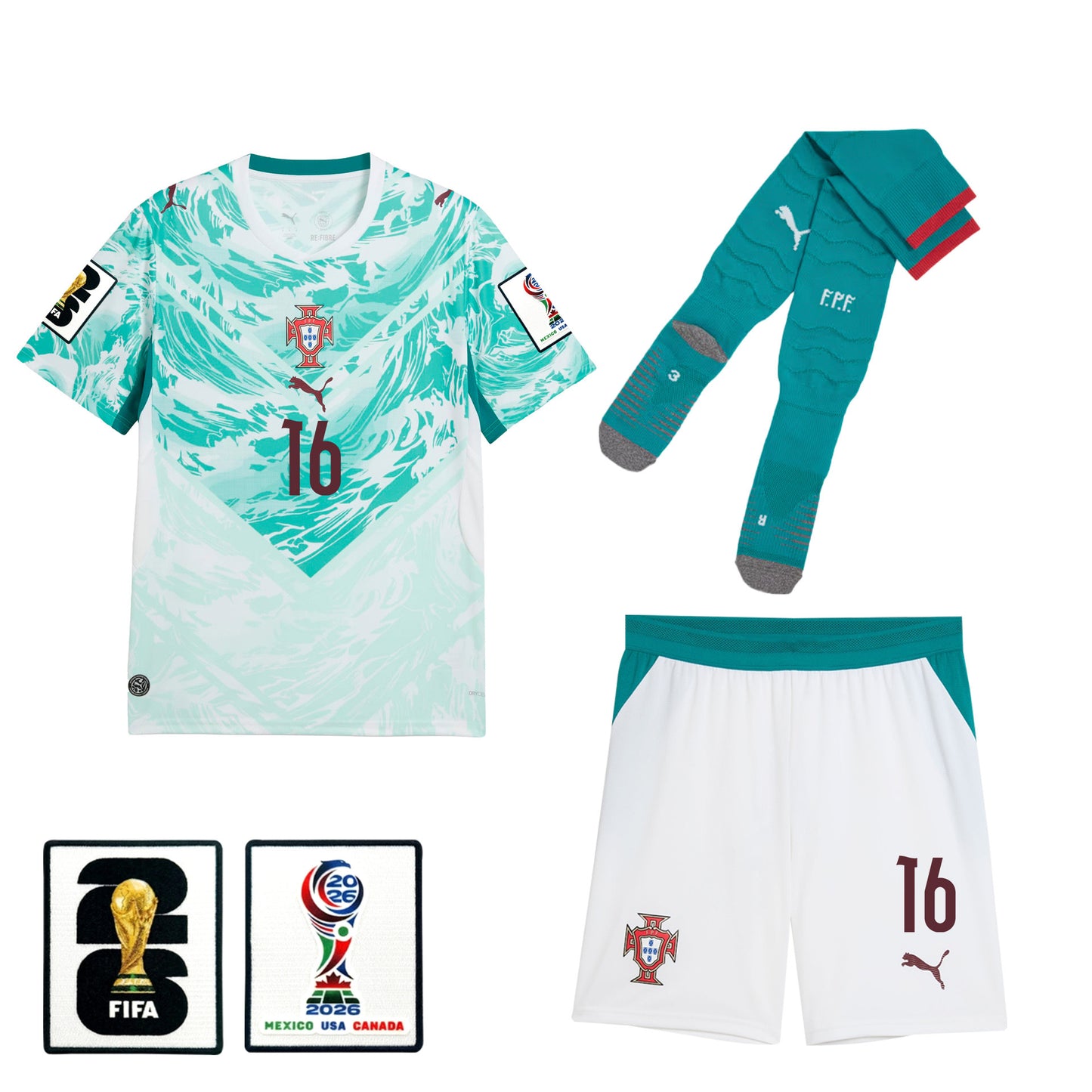 Francisco Trincão 16 Portugal 2026 Away Men Kit Set – White