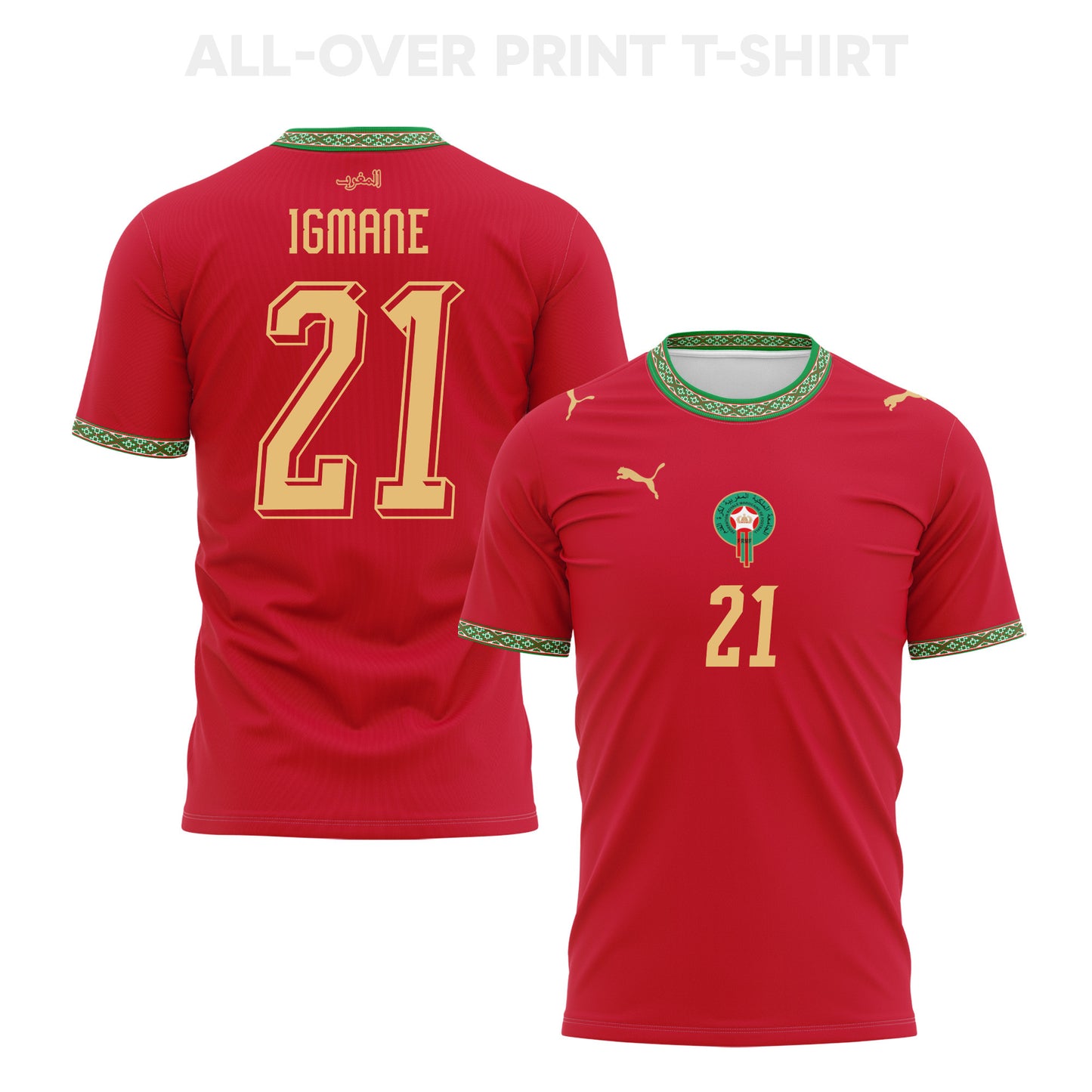 Hamza Igmane 21 Morocco 2026 Home 3D T-Shirt Fully Printed – Unisex, Red