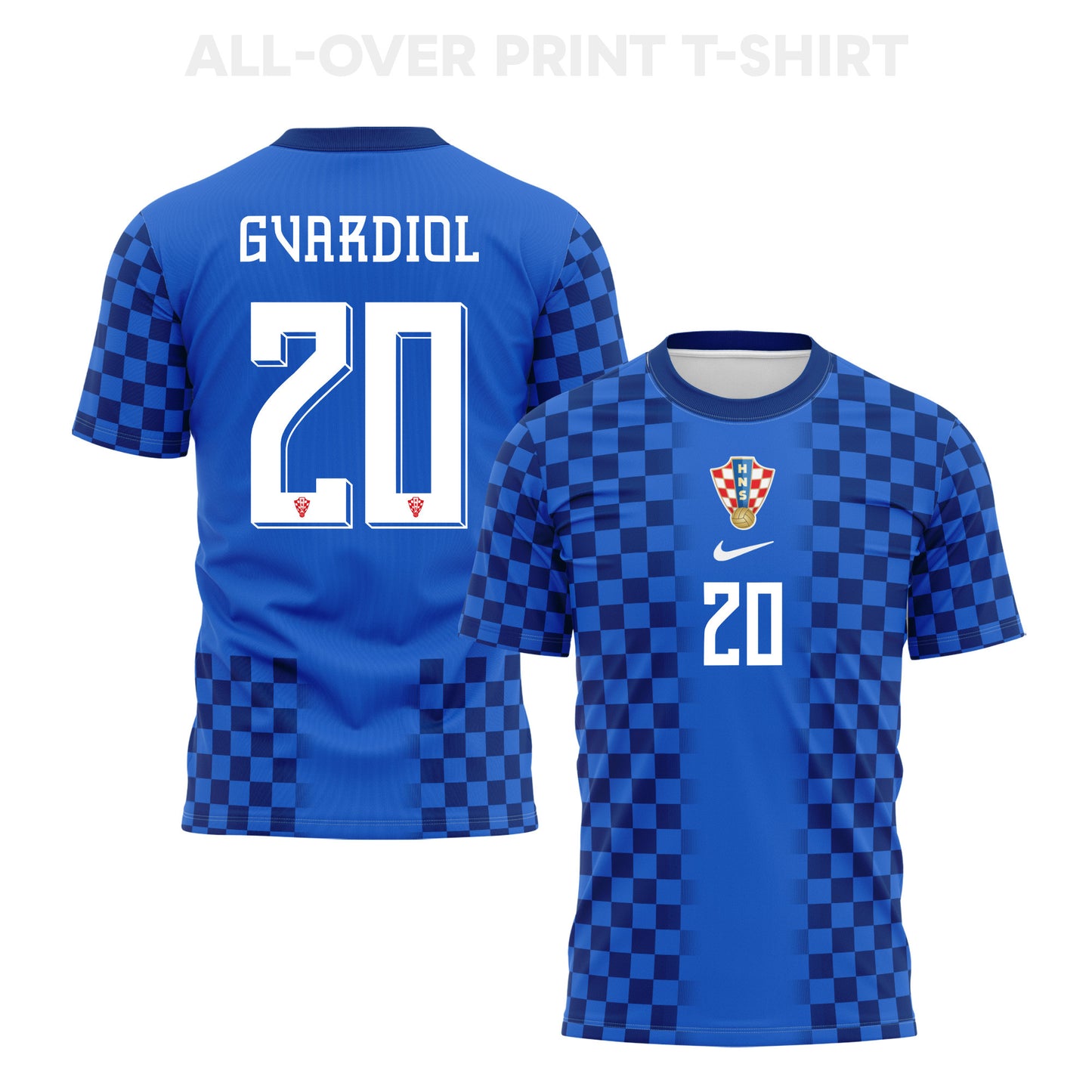 Joško Gvardiol 20 Croatia 2026 Away 3D T-Shirt Fully Printed – Unisex, Blue