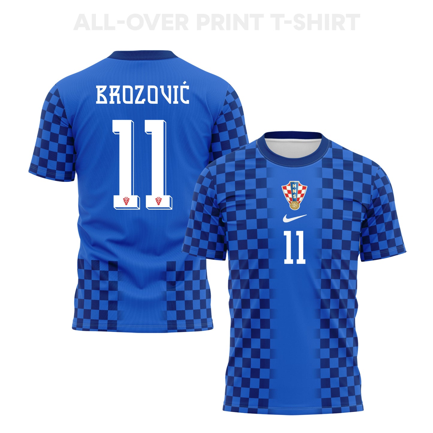 Marcelo Brozović 11 Croatia 2026 Away 3D T-Shirt Fully Printed – Unisex, Blue