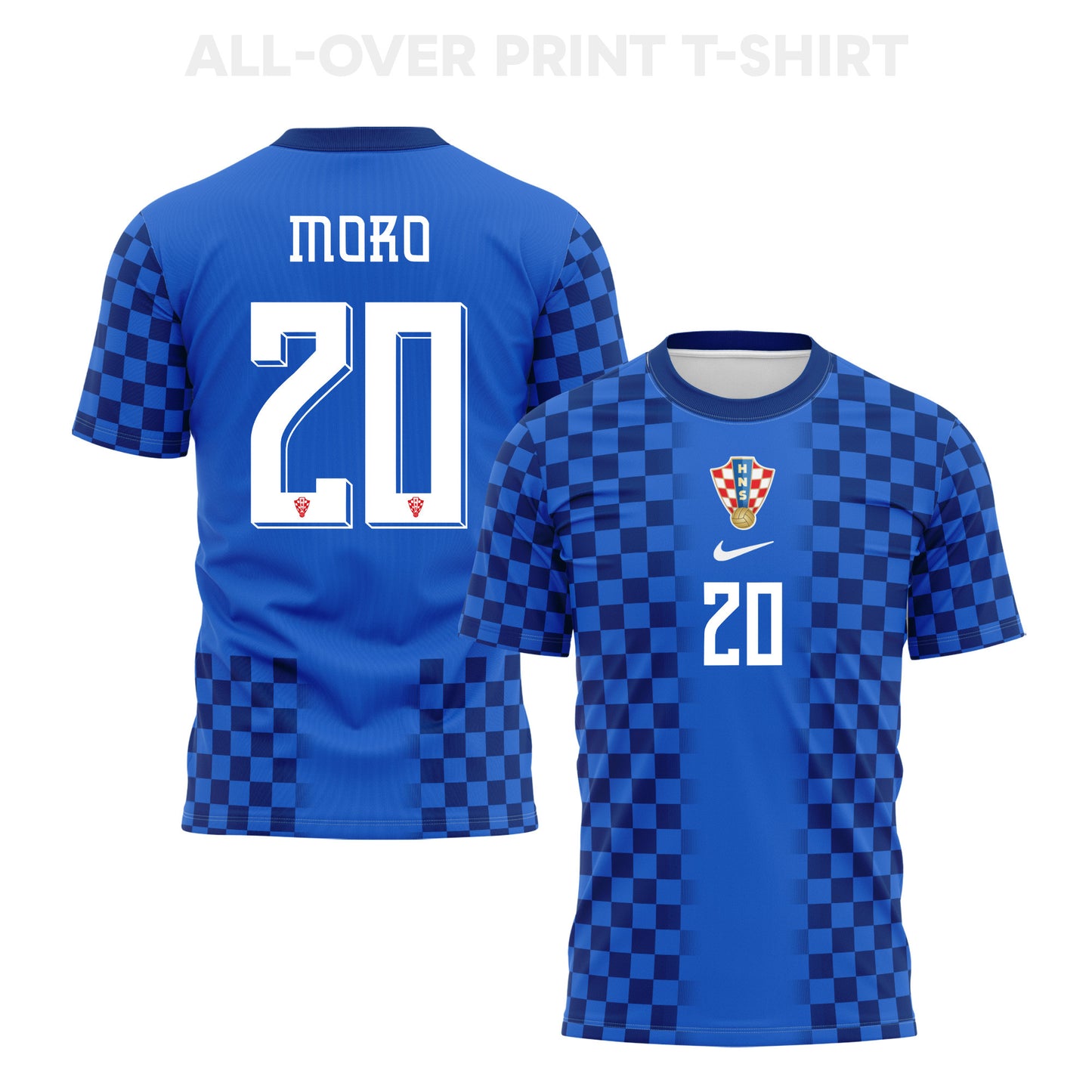 Nikola Moro 20 Croatia 2026 Away 3D T-Shirt Fully Printed – Unisex, Blue