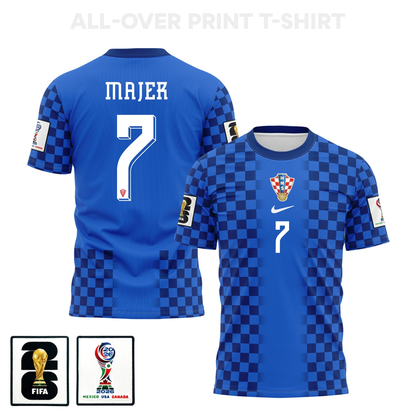 Lovro Majer 7 Croatia 2026 Away 3D T-Shirt Fully Printed – Unisex, Blue