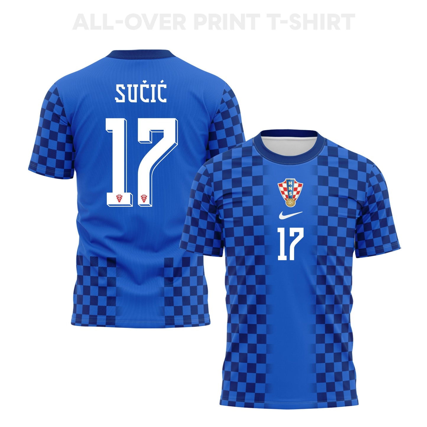 Petar Sučić 17 Croatia 2026 Away 3D T-Shirt Fully Printed – Unisex, Blue
