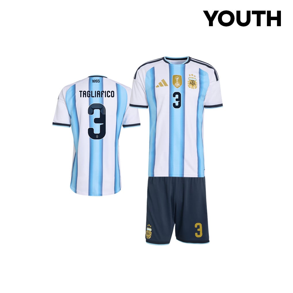Nicolás Tagliafico 3 Argentina 2026 Youth Home Jersey & Shorts Set - White