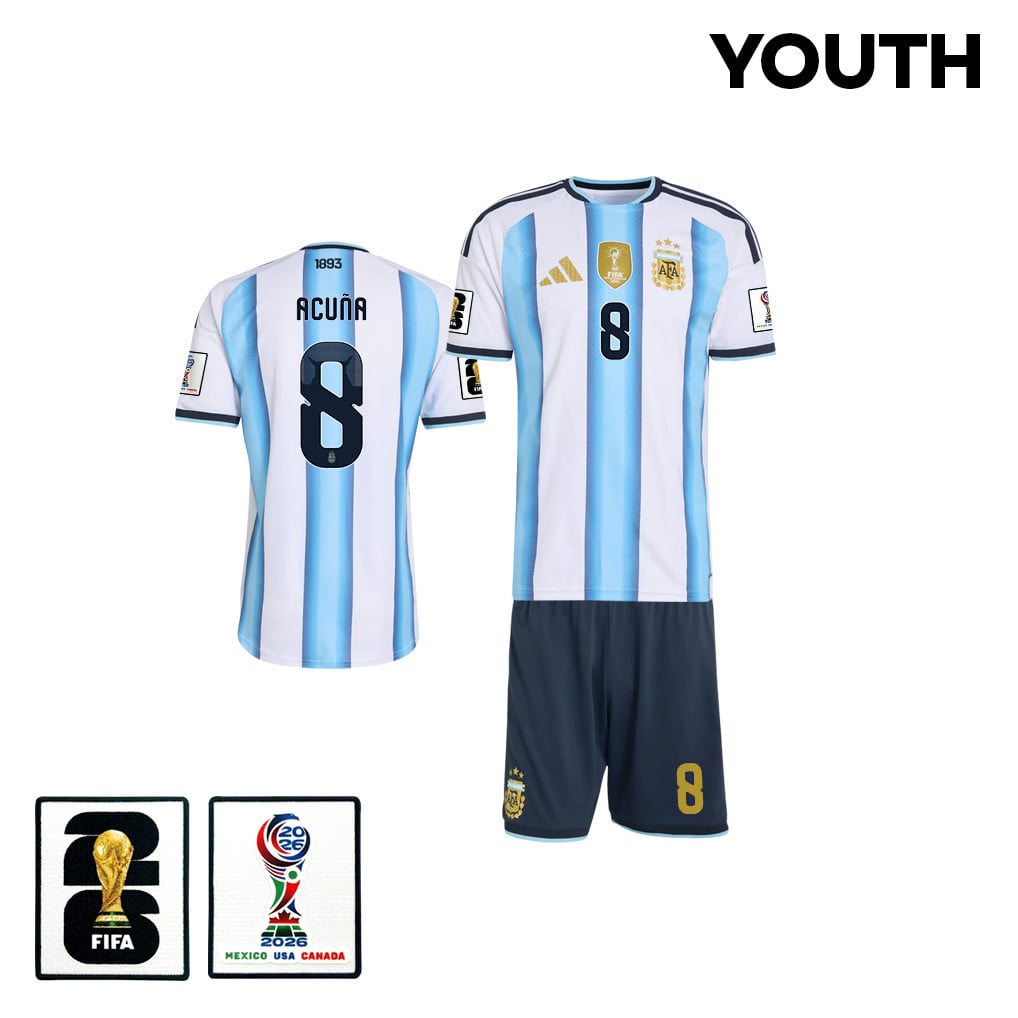 Marcos Acuña 8 Argentina 2026 Youth Home Jersey & Shorts Set - White