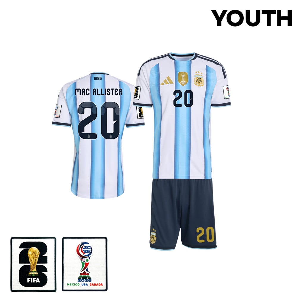 Alexis Mac Allister 20 Argentina 2026 Youth Home Jersey & Shorts Set - White