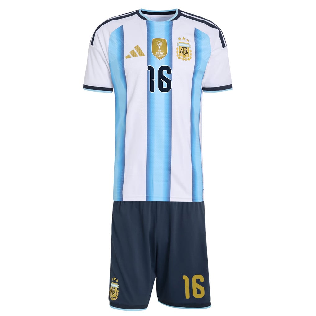 Thiago Almada 16 Argentina 2026 Youth Home Jersey & Shorts Set - White