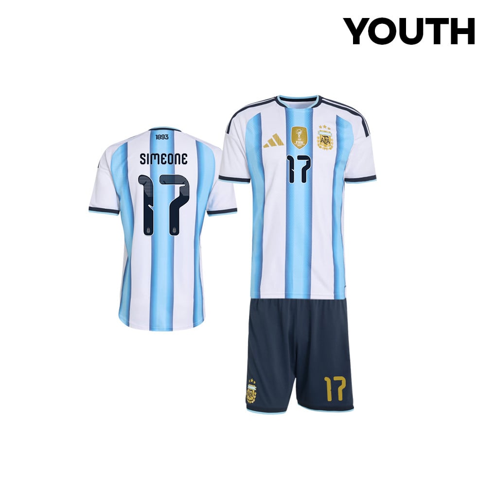 Giuliano Simeone 17 Argentina 2026 Youth Home Jersey & Shorts Set - White