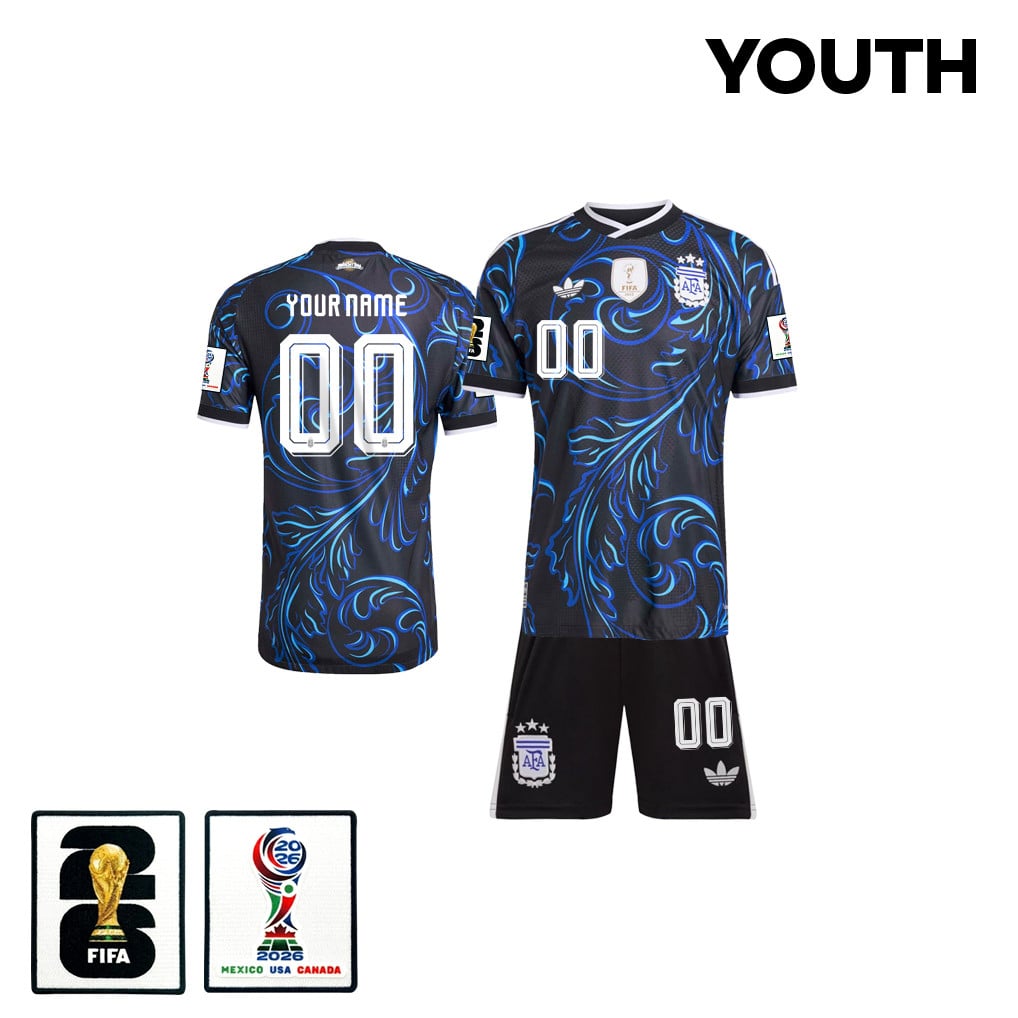 Argentina 2026 Youth Away Jersey & Shorts Set - Personalized - Black
