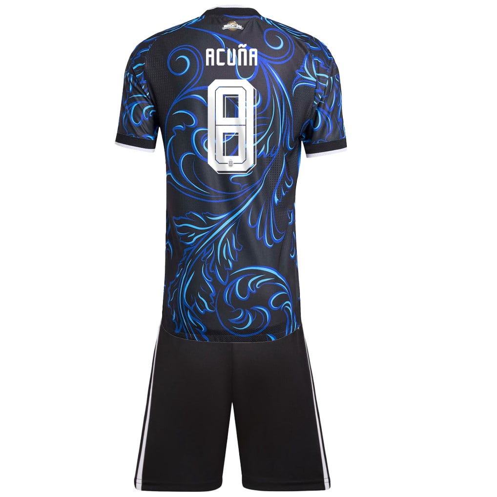 Marcos Acuña 8 Argentina 2026 Youth Away Jersey & Shorts Set - Black