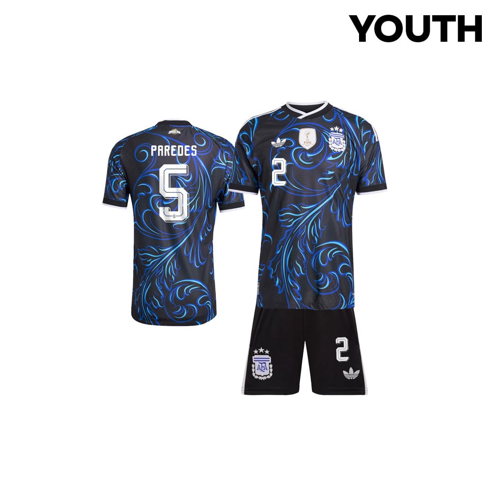 Leandro Paredes 5 Argentina 2026 Youth Away Jersey & Shorts Set - Black