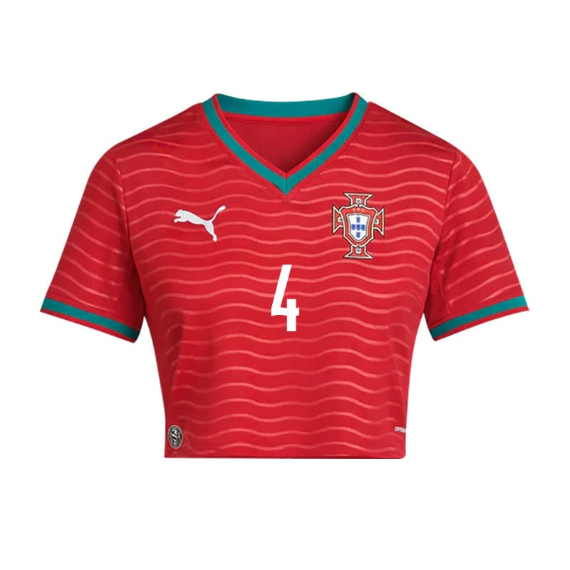 Rúben Dias 4 Portugal 2026 Home Women's Cropped Jersey - Red