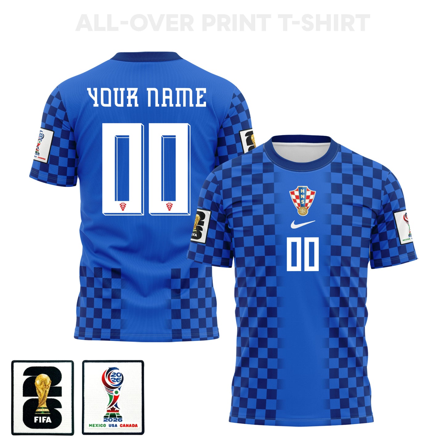 Croatia 2026 Away 3D T-Shirt Fully Printed – Personalized – Unisex, Blue