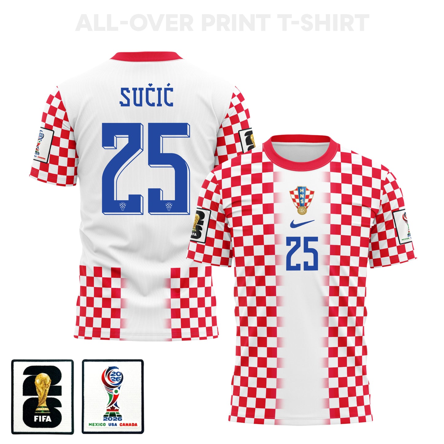 Luka Sučić 25 Croatia 2026 Home 3D T-Shirt Fully Printed – Unisex, White