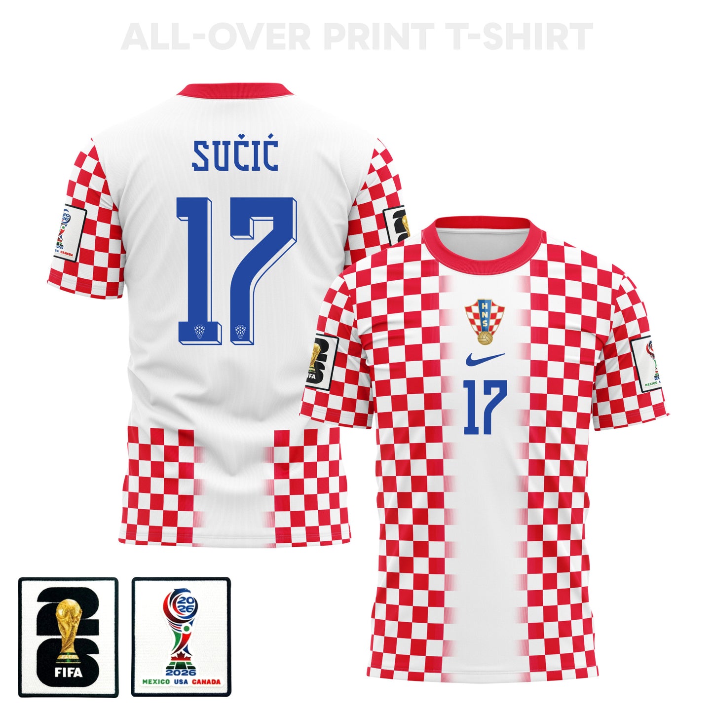 Petar Sučić 17 Croatia 2026 Home 3D T-Shirt Fully Printed – Unisex, White