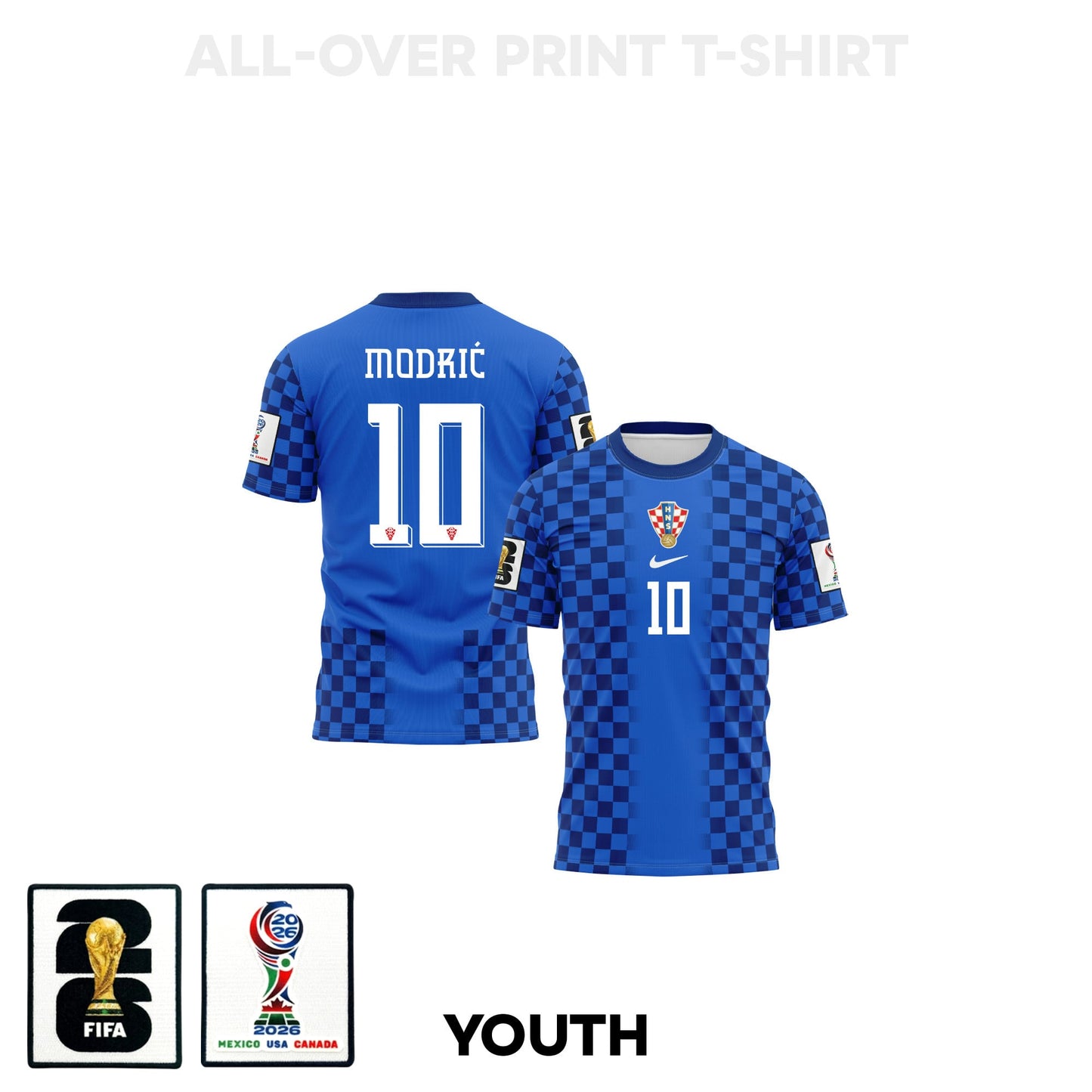 Luka Modrić 10 Youth Croatia 2026 Away 3D T-shirt Fully Printed – Blue