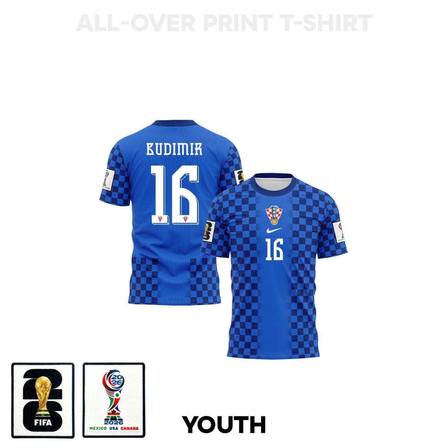Ante Budimir 16 Youth Croatia 2026 Away 3D T-shirt Fully Printed – Blue