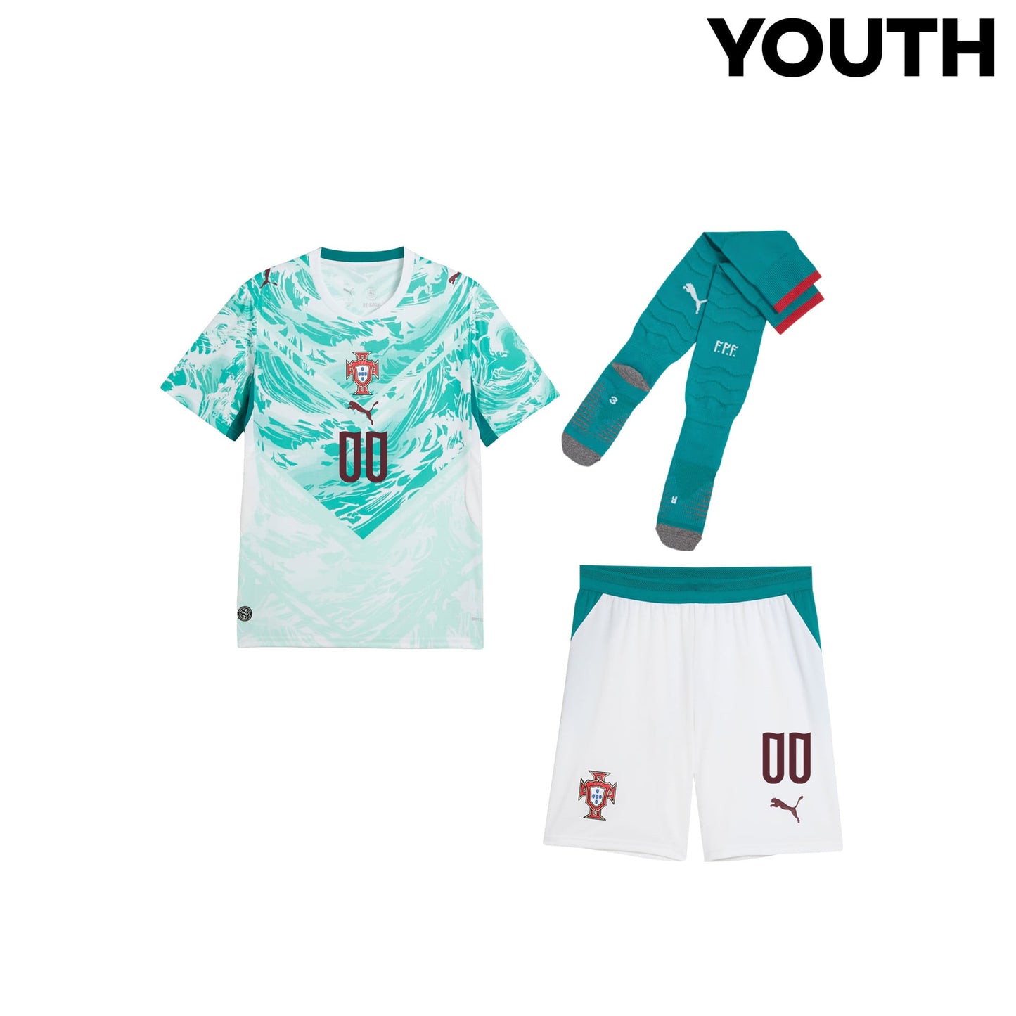 Portugal 2026 YOUTH Away Kit Set - Personalized White