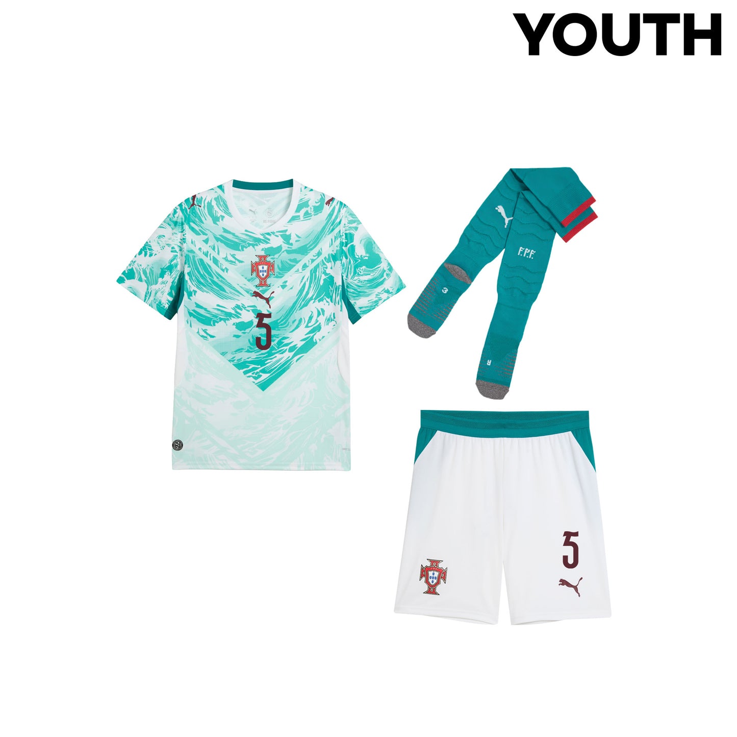 Diogo Dalot 5 Portugal 2026 YOUTH Away Kit Set – White