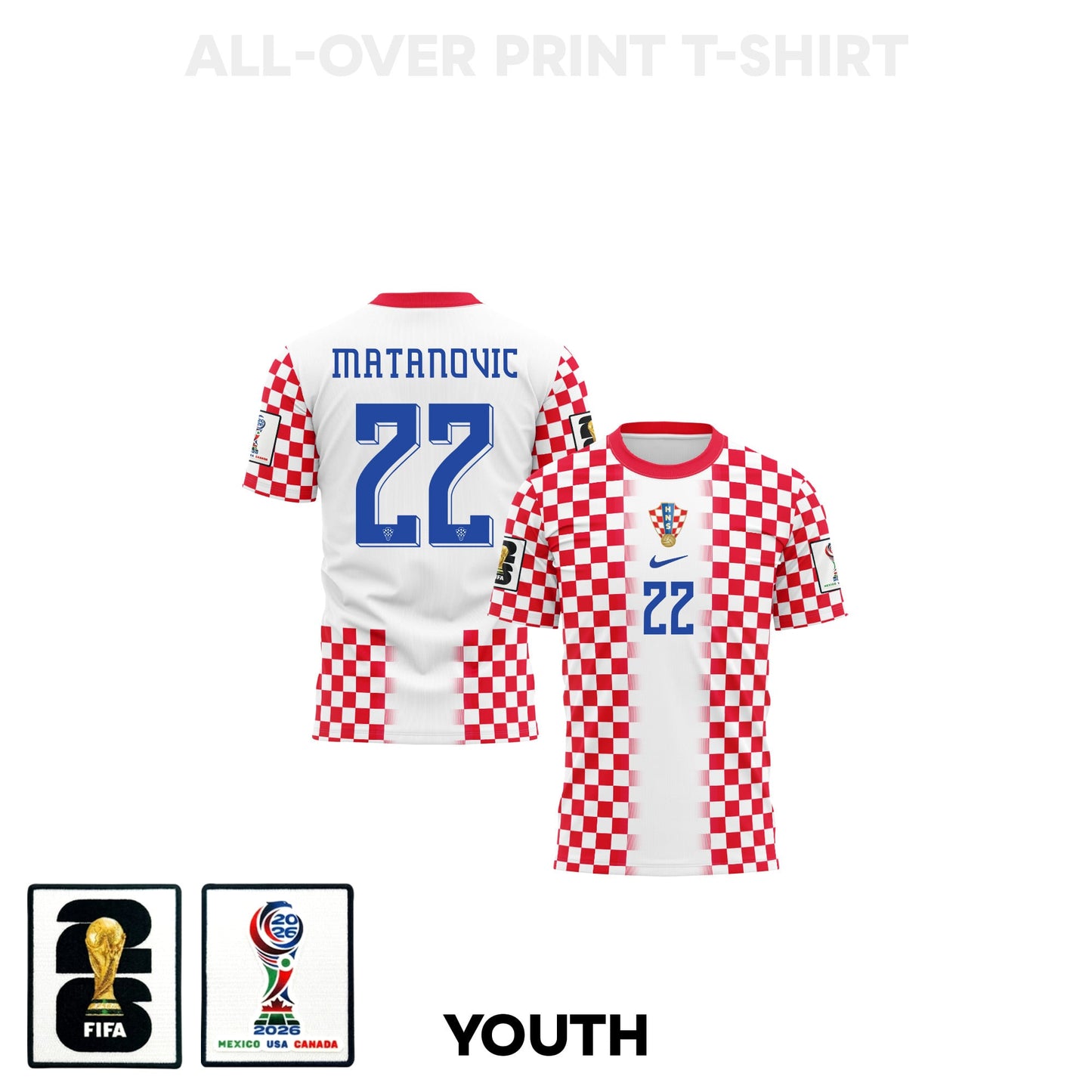 Igor Matanovic 22 Youth Croatia 2026 Home 3D T-shirt Fully Printed – White