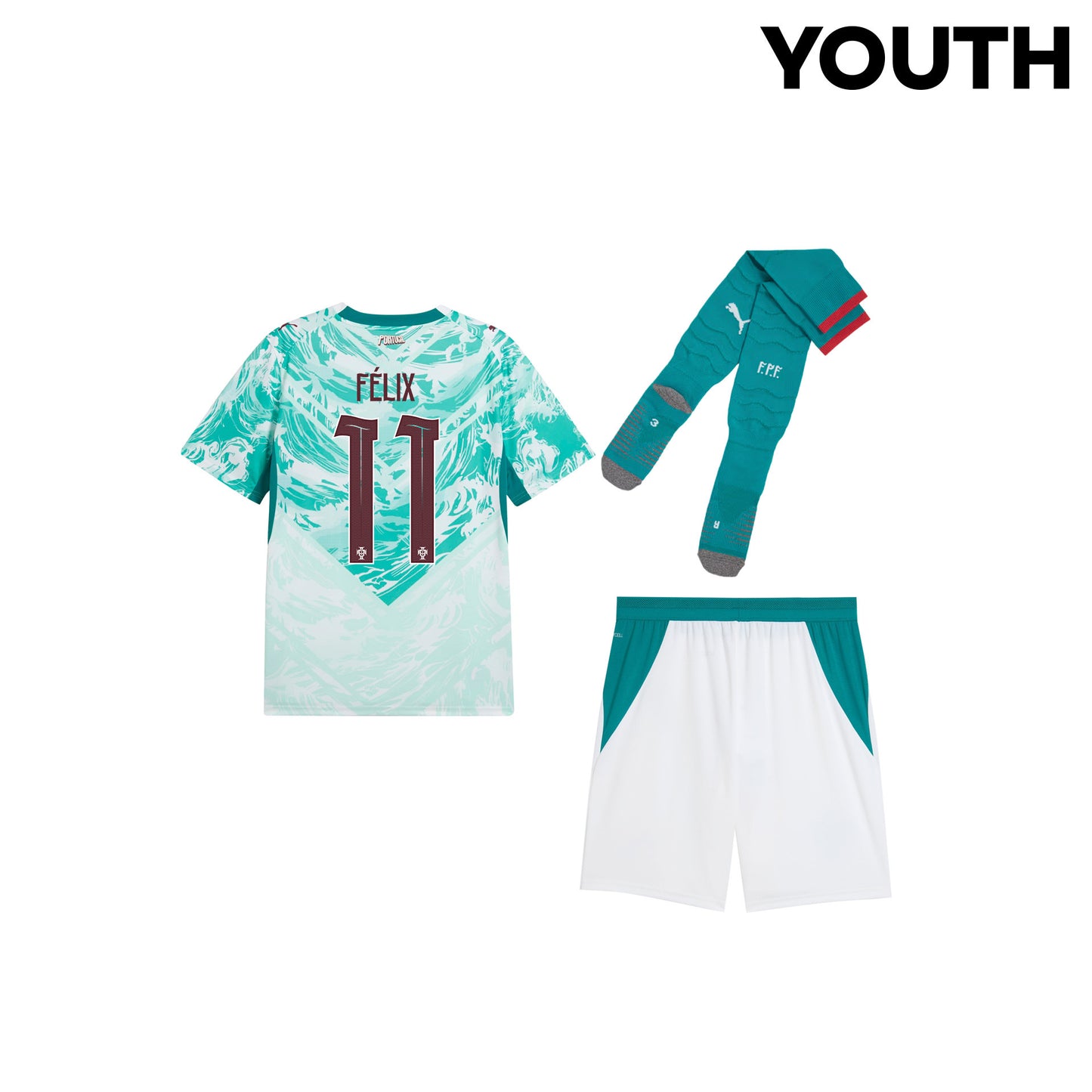 João Félix 11 Portugal 2026 YOUTH Away Kit Set – White