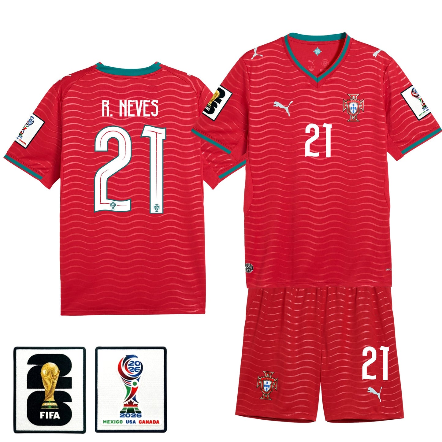 Rúben Neves 21 Portugal 2026 Home Men Jersey & Shorts Set – Red
