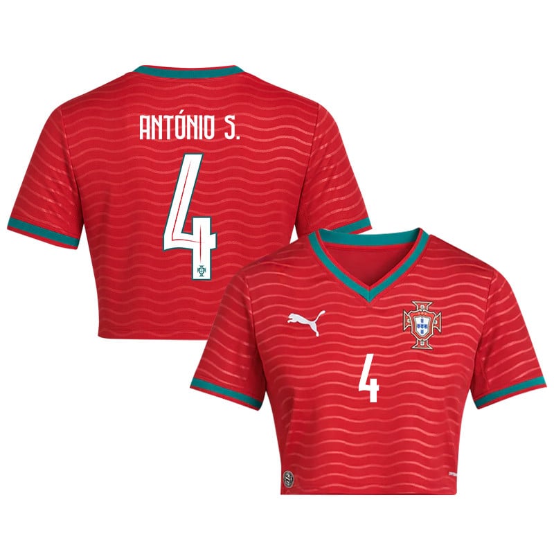 António Silva 4 Portugal 2026 Home Women's Cropped Jersey - Red