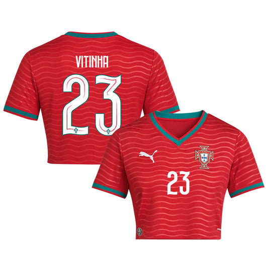 Vitinha 23 Portugal 2026 Home Women's Cropped Jersey - Red