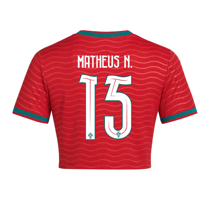 Matheus Nunes 15 Portugal 2026 Home Women's Cropped Jersey - Red