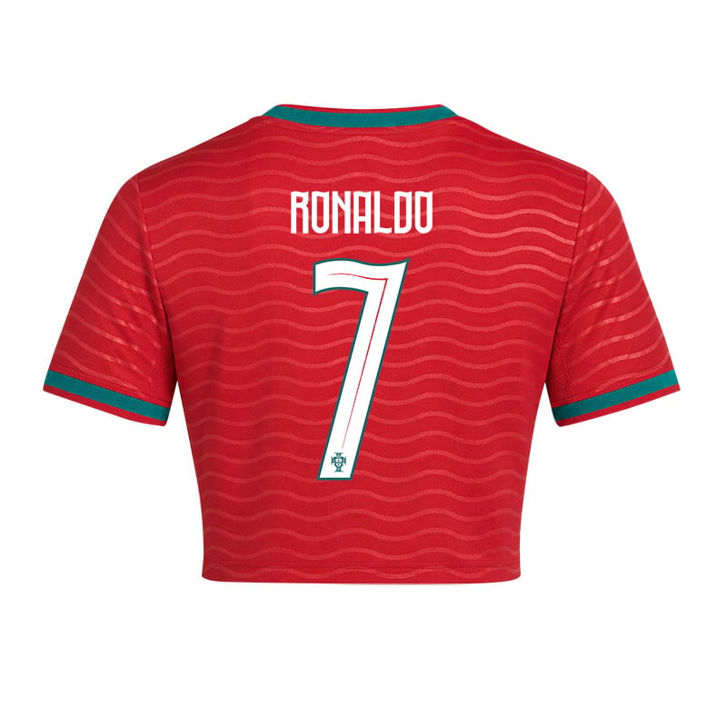 Cristiano Ronaldo 7 Portugal 2026 Home Women's Cropped Jersey - Red
