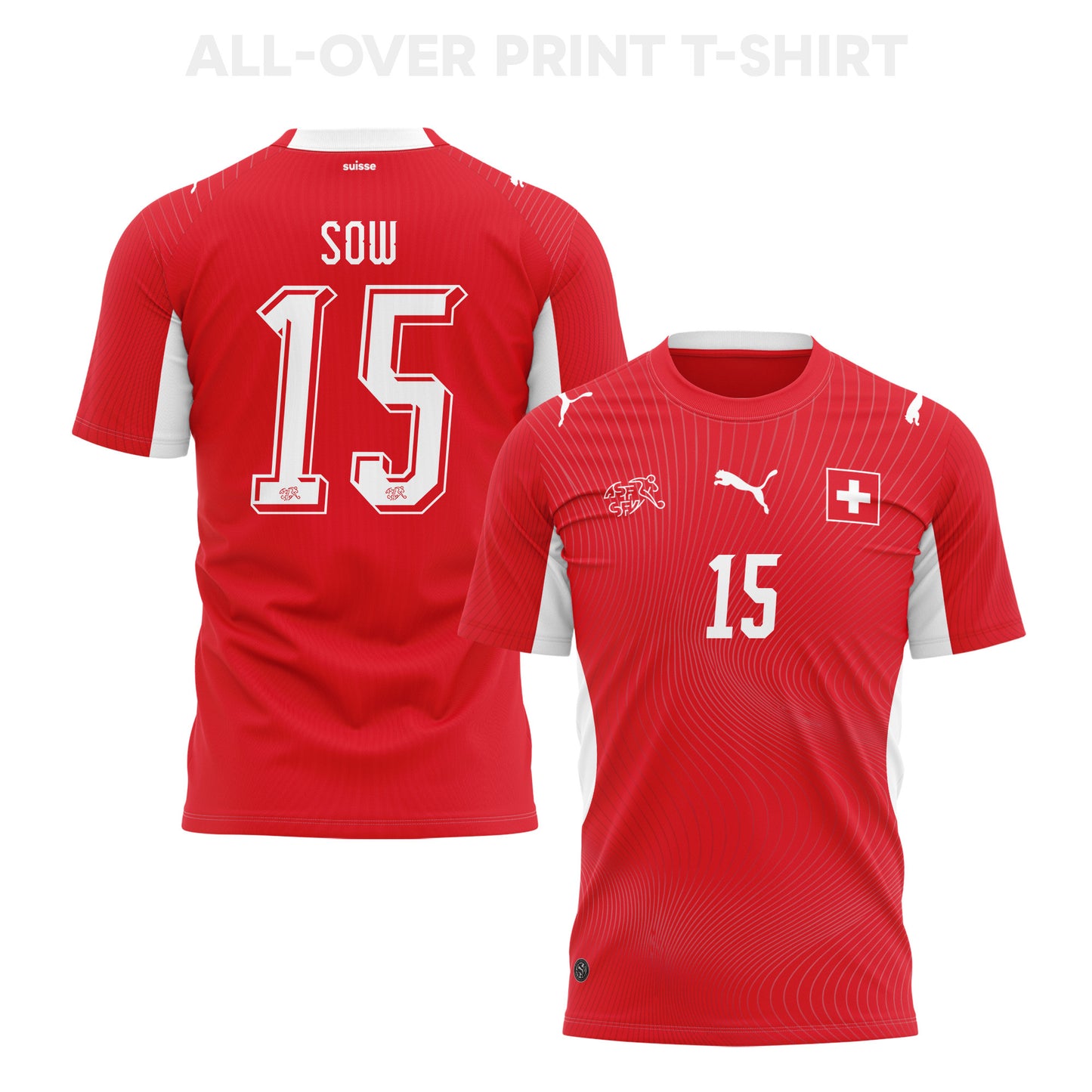 Djibril Sow 15 Switzerland 2026 Home 3D T-Shirt Fully Printed – Unisex, Red