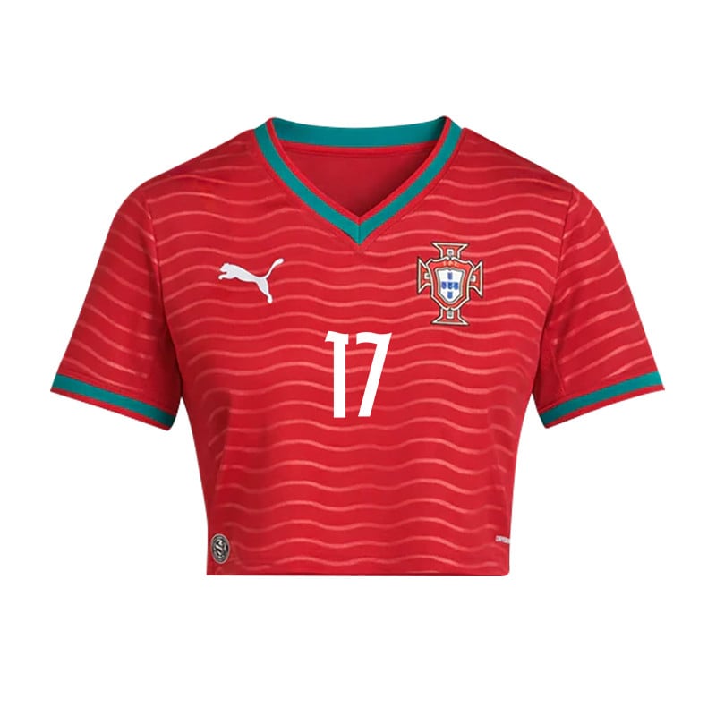 Rafael Leão 17 Portugal 2026 Home Women's Cropped Jersey - Red